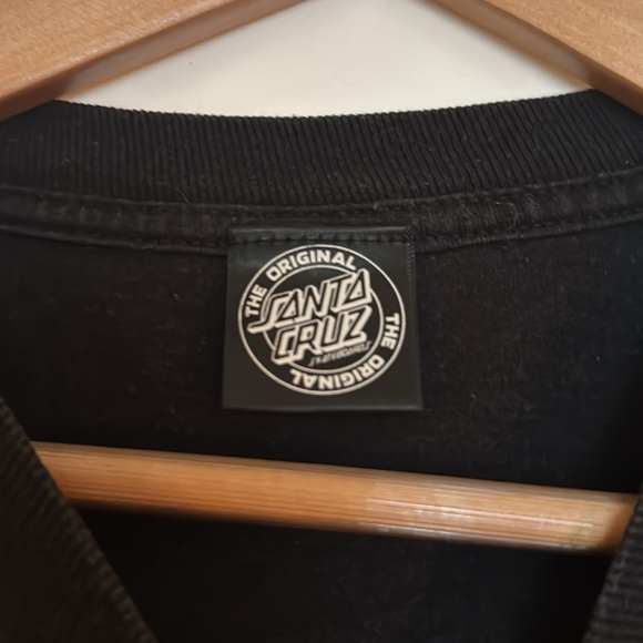 Black Santa Cruz Tee with Classic Screaming Hand Checkered Graphic - Picture 5 of 7